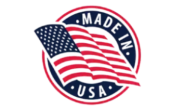 Made in USA emblem featuring the American flag